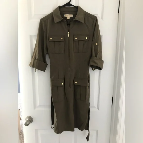 Michael Kors | Dresses | Michael Kors Womens Utility Military Shirt Dress  Green Size S | Poshmark
